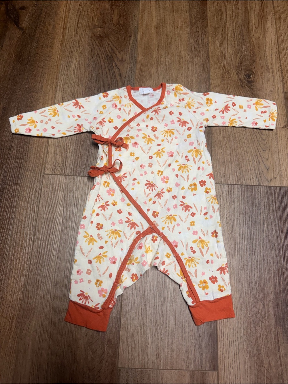 Angel Dear Baby Girl Floral Wrap Romper 3-6M Kimono Coverall Fall Autumn Outfit